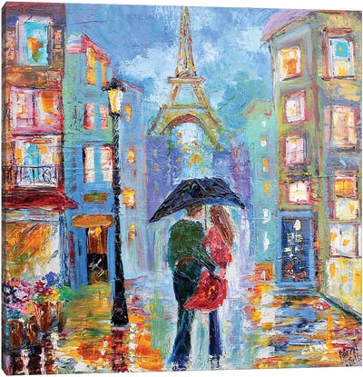 Paris Twilight Romance Canvas Art Print - Karen Tarlton