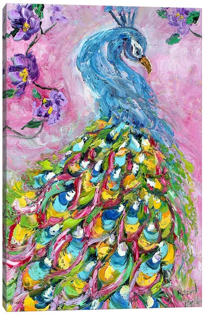 Peacock Dance Canvas Art Print - Karen Tarlton