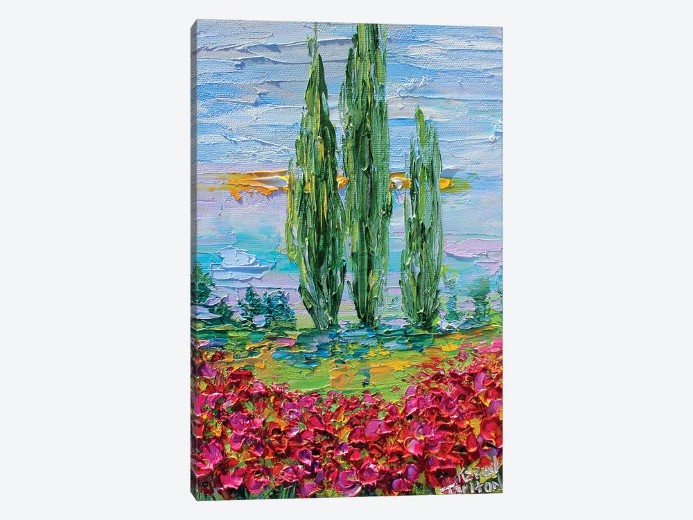 Provence Poppies Landscape by Karen Tarlton 1-piece Canvas Artwork