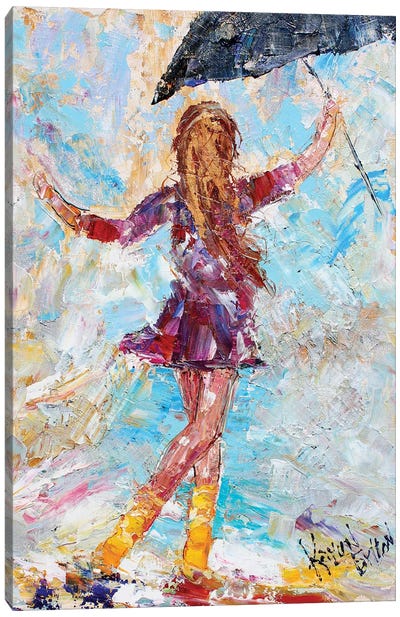 Rain Dance Yellow Boots Canvas Art Print