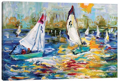 Sailboat Race Early Light Canvas Art Print - Karen Tarlton
