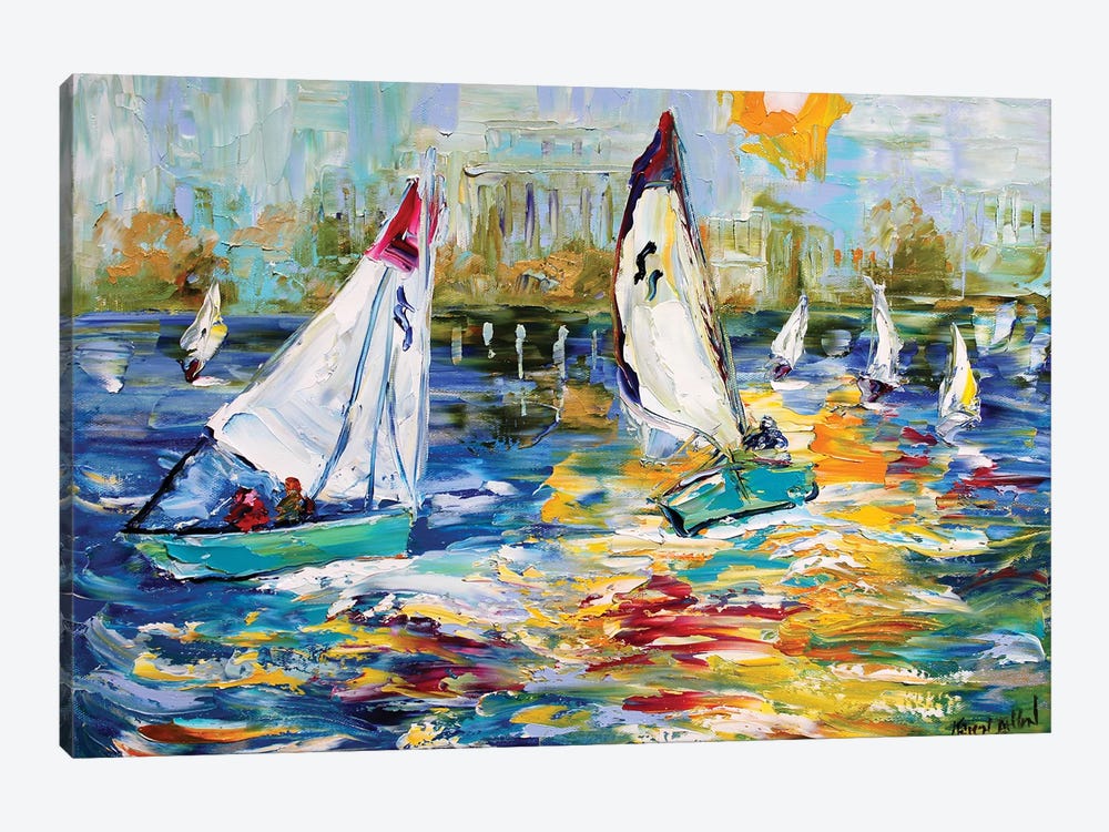 Sailboat Race Early Light by Karen Tarlton 1-piece Canvas Print