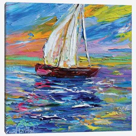 Sailing By Sunset Light Canvas Print #KRT131} by Karen Tarlton Canvas Wall Art