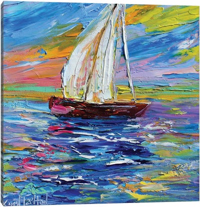 Sailing By Sunset Light Canvas Art Print - Karen Tarlton