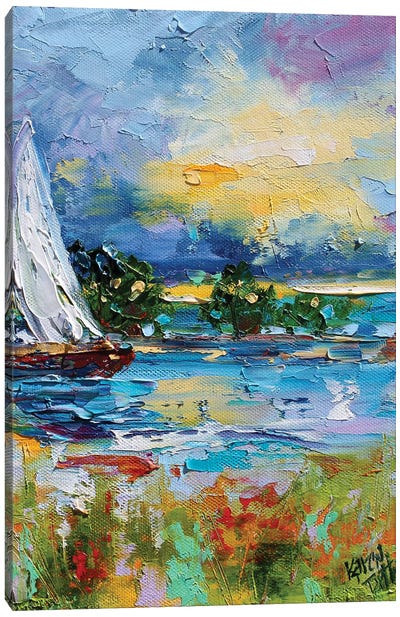 Sailing Into Sunset Canvas Art Print - Karen Tarlton