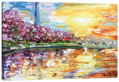 Spring Sunset In DC Canvas Art Print - City Sunrise & Sunset Art