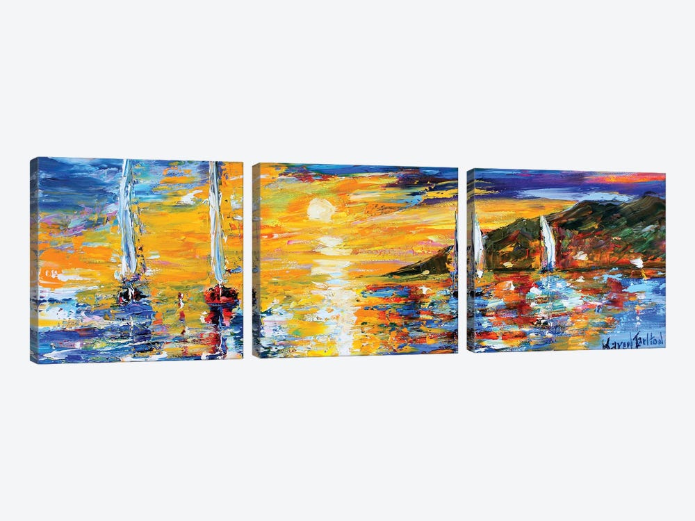 Sunset Sailing by Karen Tarlton 3-piece Canvas Wall Art