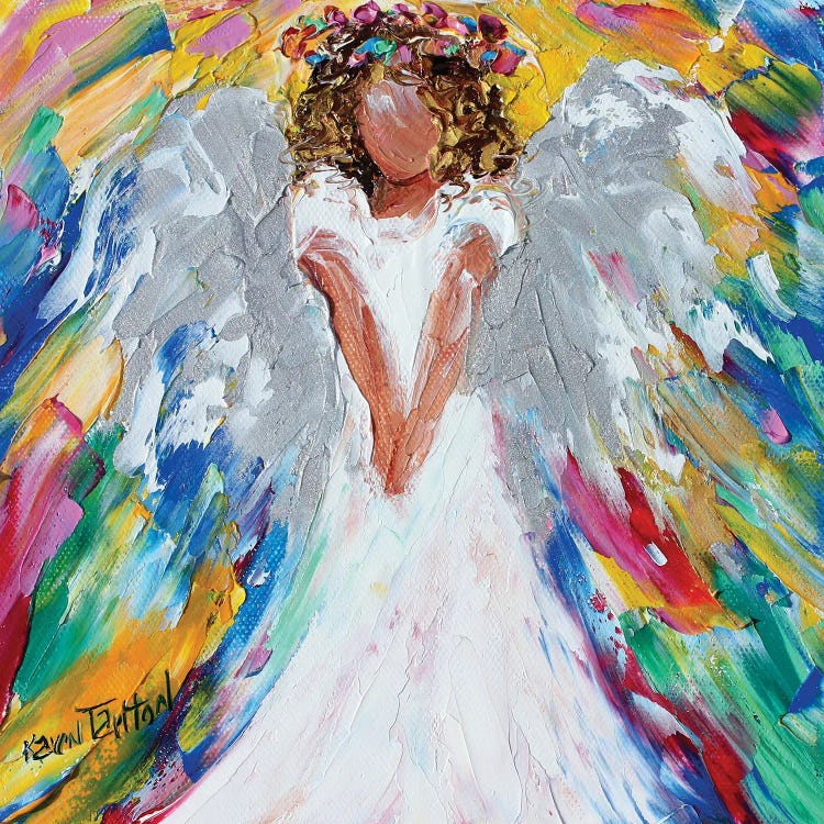 Sweet Angel With Halo Of Flowers by Karen Tarlton wall art