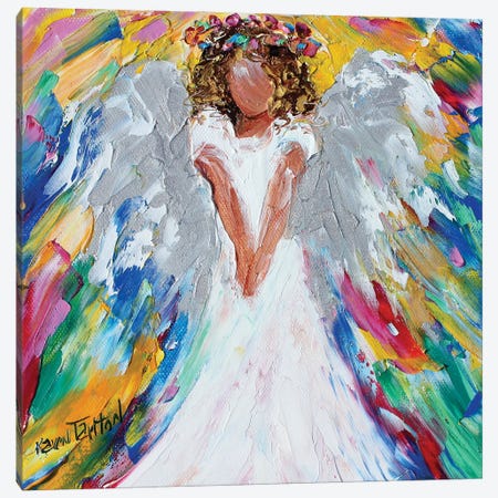 Sweet Angel With Halo Of Flowers Canvas Print #KRT155} by Karen Tarlton Canvas Art Print
