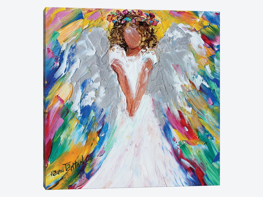 Sweet Angel With Halo Of Flowers by Karen Tarlton 1-piece Canvas Art