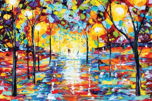 City Parks: Warm Glow Of Night Giclee Native Resolution by Karen Tarlton