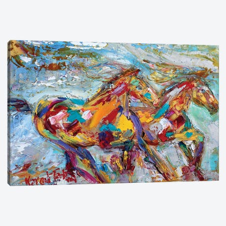Wild Horses Abstract Canvas Print #KRT168} by Karen Tarlton Art Print