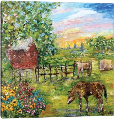 A Day On The Farm Canvas Art Print - Karen Tarlton