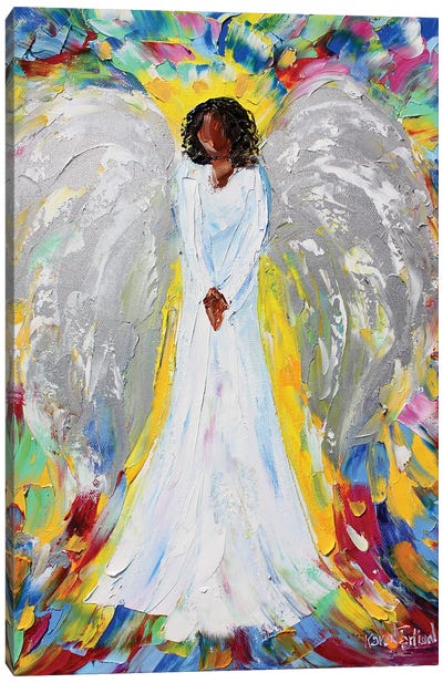 Angel Of Mine Canvas Art Print - Black Christmas Art