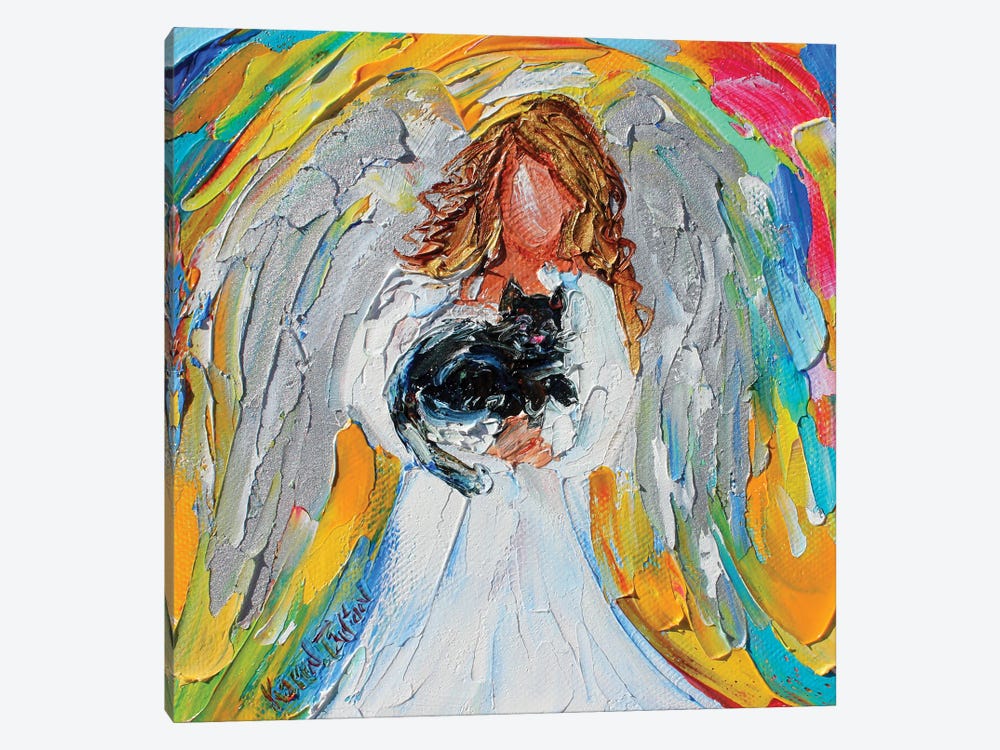 Angel With Cat by Karen Tarlton 1-piece Canvas Artwork
