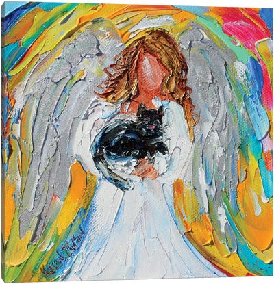 Angel With Cat Canvas Art Print - Karen Tarlton