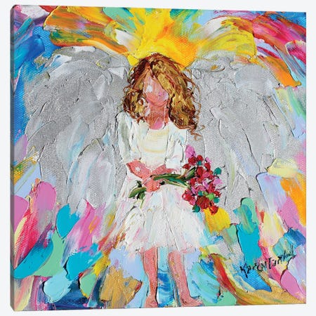Angel With Flowers Canvas Print #KRT25} by Karen Tarlton Art Print