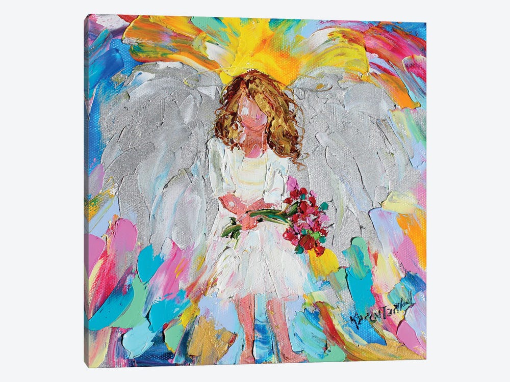 Angel With Flowers by Karen Tarlton 1-piece Canvas Print