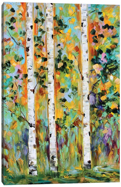 Autumn Birch Trees Canvas Art Print - Intense Impressionism