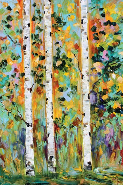 Intense Impressionism: Autumn Birch Trees by Karen Tarlton