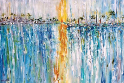 Abstract Harbor Boats by Karen Tarlton art print