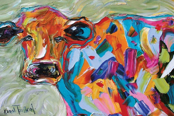Palette Knife Prints: Beautiful Cow by Karen Tarlton