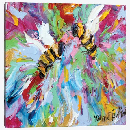 Bee Happy Canvas Print #KRT33} by Karen Tarlton Art Print
