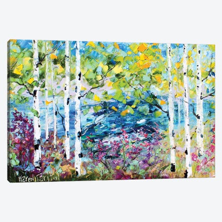 Birch Trees Spring Canvas Print #KRT36} by Karen Tarlton Canvas Artwork
