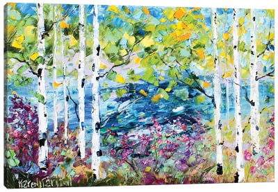 Birch Trees Spring Canvas Art Print - Karen Tarlton
