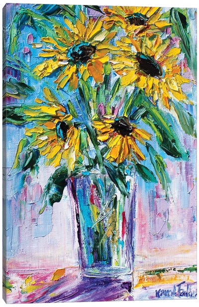 Bright Sunflowers Canvas Art Print - Karen Tarlton
