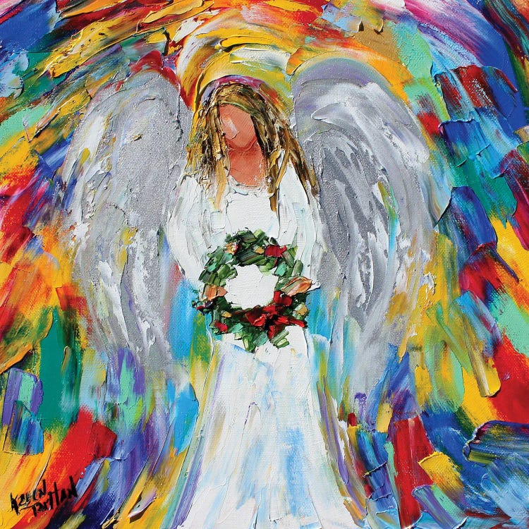 Christmas Angel With Wreath by Karen Tarlton wall art