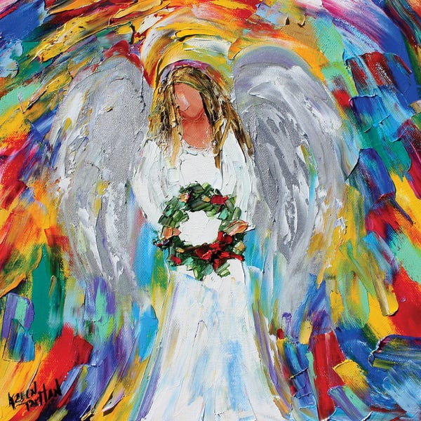 Current Day Impressionism: Christmas Angel With Wreath by Karen Tarlton