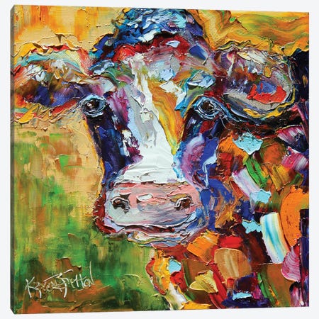 Colorful Cow I Canvas Print #KRT48} by Karen Tarlton Canvas Artwork