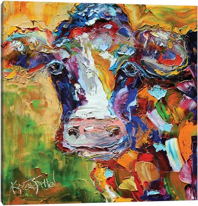 Colorful Cow I Canvas Art Print - Karen Tarlton