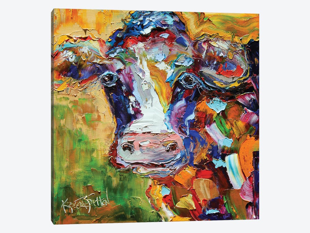 Colorful Cow I by Karen Tarlton 1-piece Canvas Wall Art