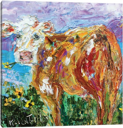 Country Cow Canvas Art Print - Karen Tarlton