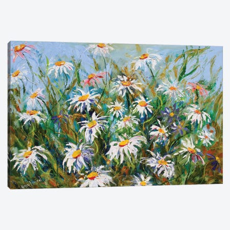 Daisies And Wildflowers Canvas Print #KRT57} by Karen Tarlton Canvas Wall Art