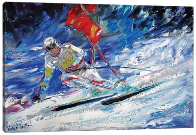 Downhill Canvas Art Print - Snowscape Art