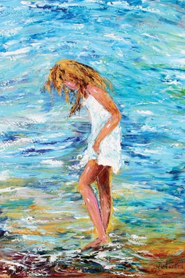 Girl On Beach Art Print by Karen Tarlton | iCanvas