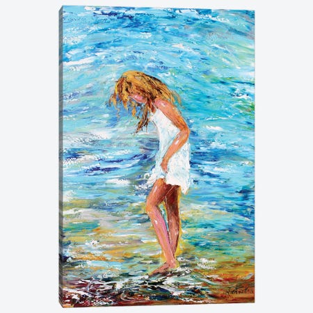 Girl On Beach Canvas Print #KRT68} by Karen Tarlton Canvas Artwork