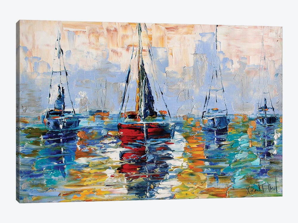 Harbor Boats by Karen Tarlton 1-piece Canvas Art Print