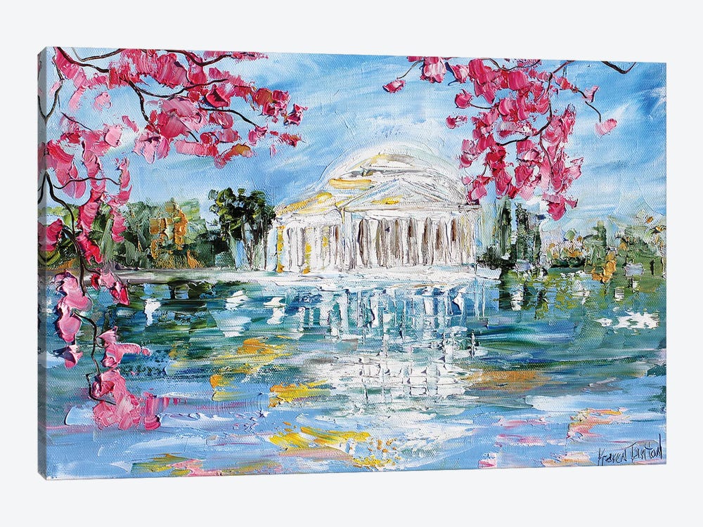 Jefferson Memorial Tital Basin Blossoms In Spring by Karen Tarlton 1-piece Canvas Art Print