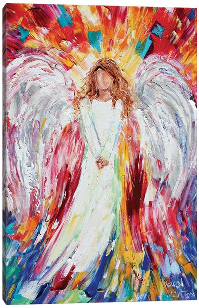 Joyous Angel Canvas Art Print - Christmas Angel Art