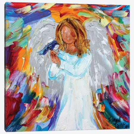 Angel And Bird Canvas Print #KRT7} by Karen Tarlton Canvas Artwork