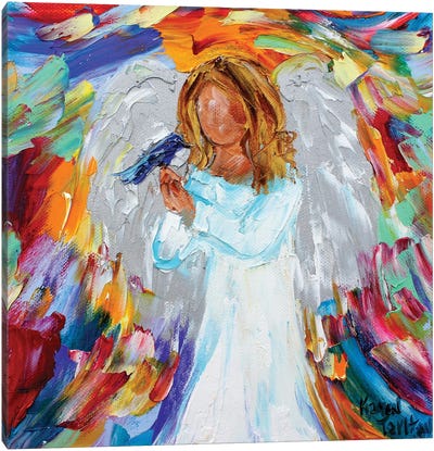 Angel And Bird Canvas Art Print - Karen Tarlton