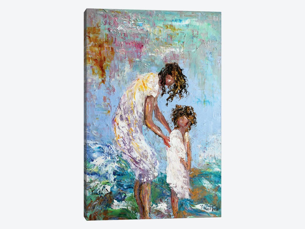 Mother And Child At Beach by Karen Tarlton 1-piece Canvas Art Print