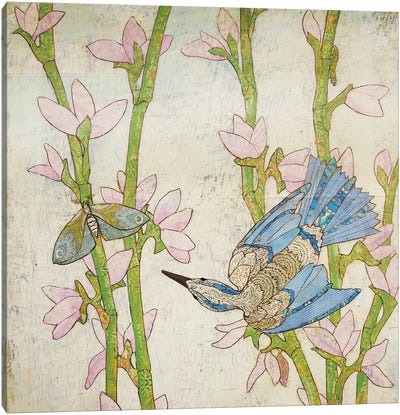 Blue Bird Story Canvas Art Print - Karen Sikie