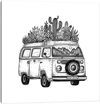 Cacti Van Canvas Art Print - Volkswagen
