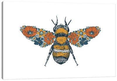 Floral Bee Canvas Art Print - Kaari Selven
