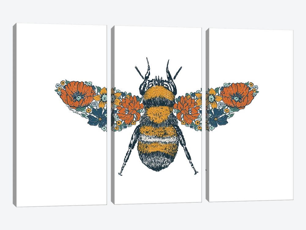 Floral Bee by Kaari Selven 3-piece Art Print